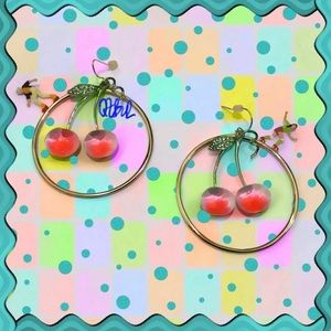 ALEXIS BITTAR KNOTTED LUNA CHERRY HOOP EARRINGS